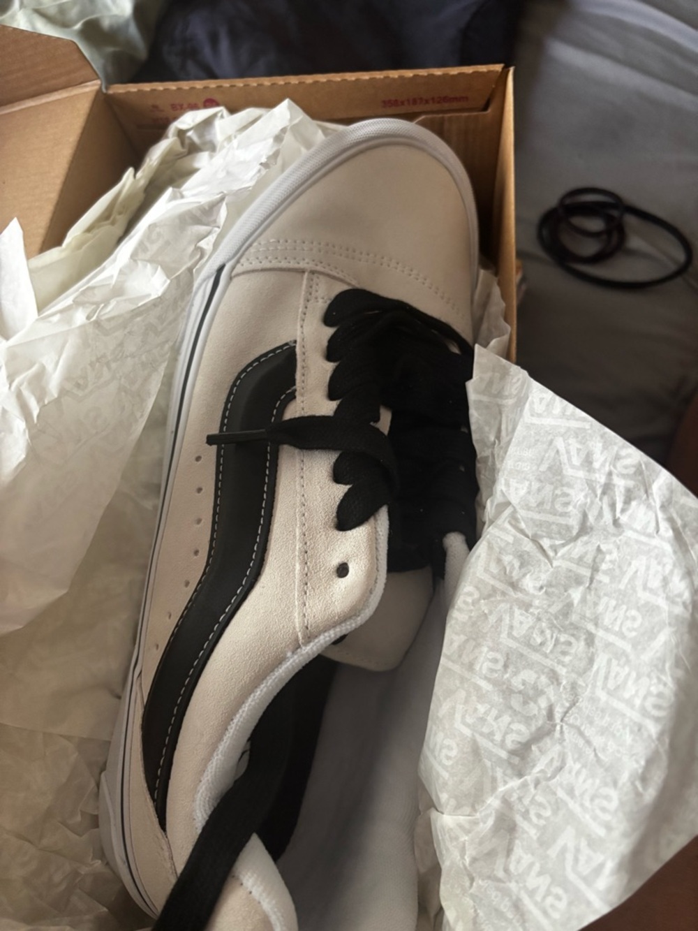 Vans White and Black Old Skool Athletic Shoes